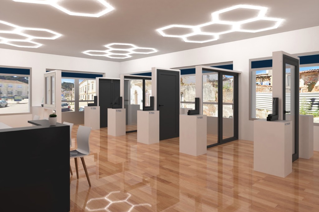 Projeto dos vãos de correr e de sacada no showroom